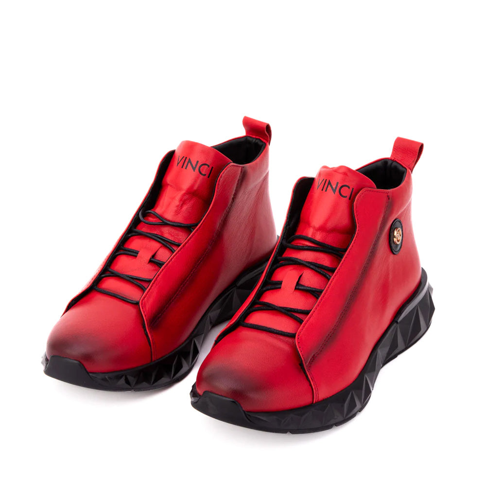 Vinci Leather The Vertex Leather Sneaker Red
