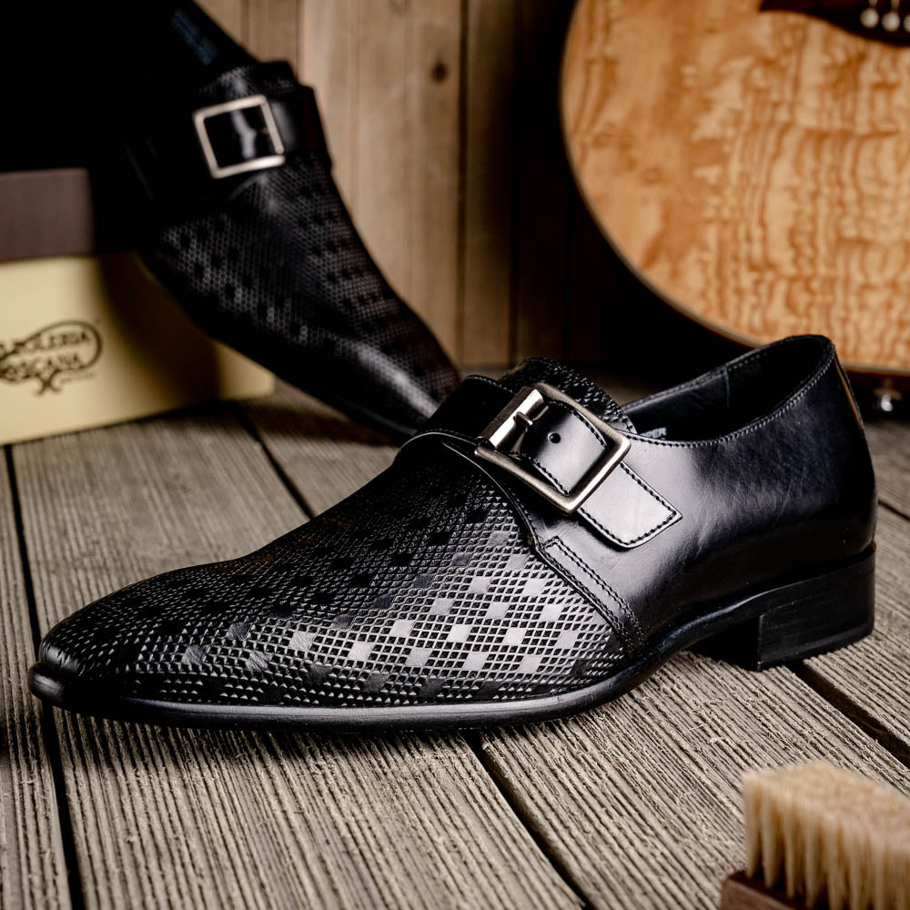Calzoleria Toscana Z315 Parma Calfskin Monkstrap Shoes Black