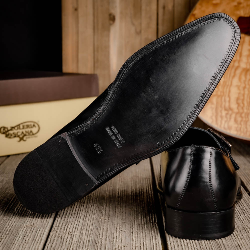 Calzoleria Toscana Z315 Parma Calfskin Monkstrap Shoes Black