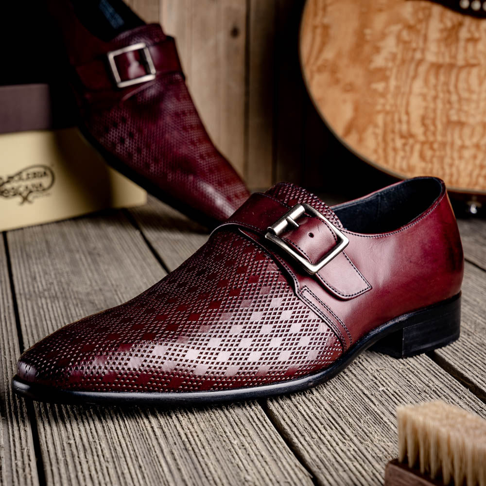 Calzoleria Toscana Z315 Parma Calfskin Monkstrap Shoes Burgundy