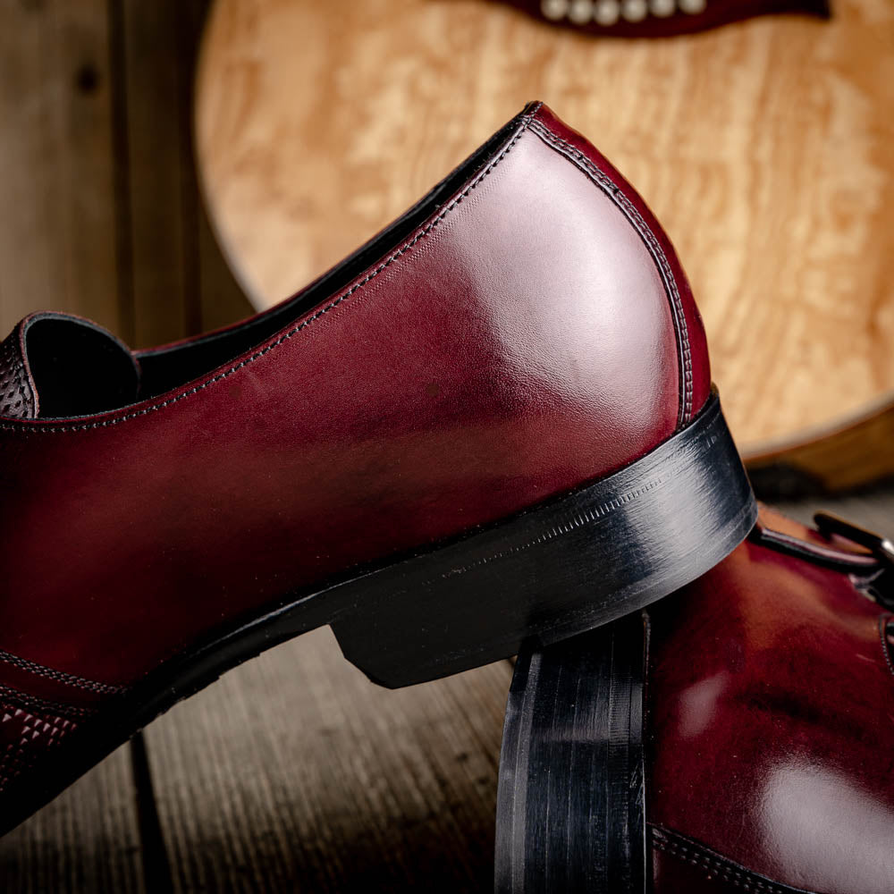 Calzoleria Toscana Z315 Parma Calfskin Monkstrap Shoes Burgundy