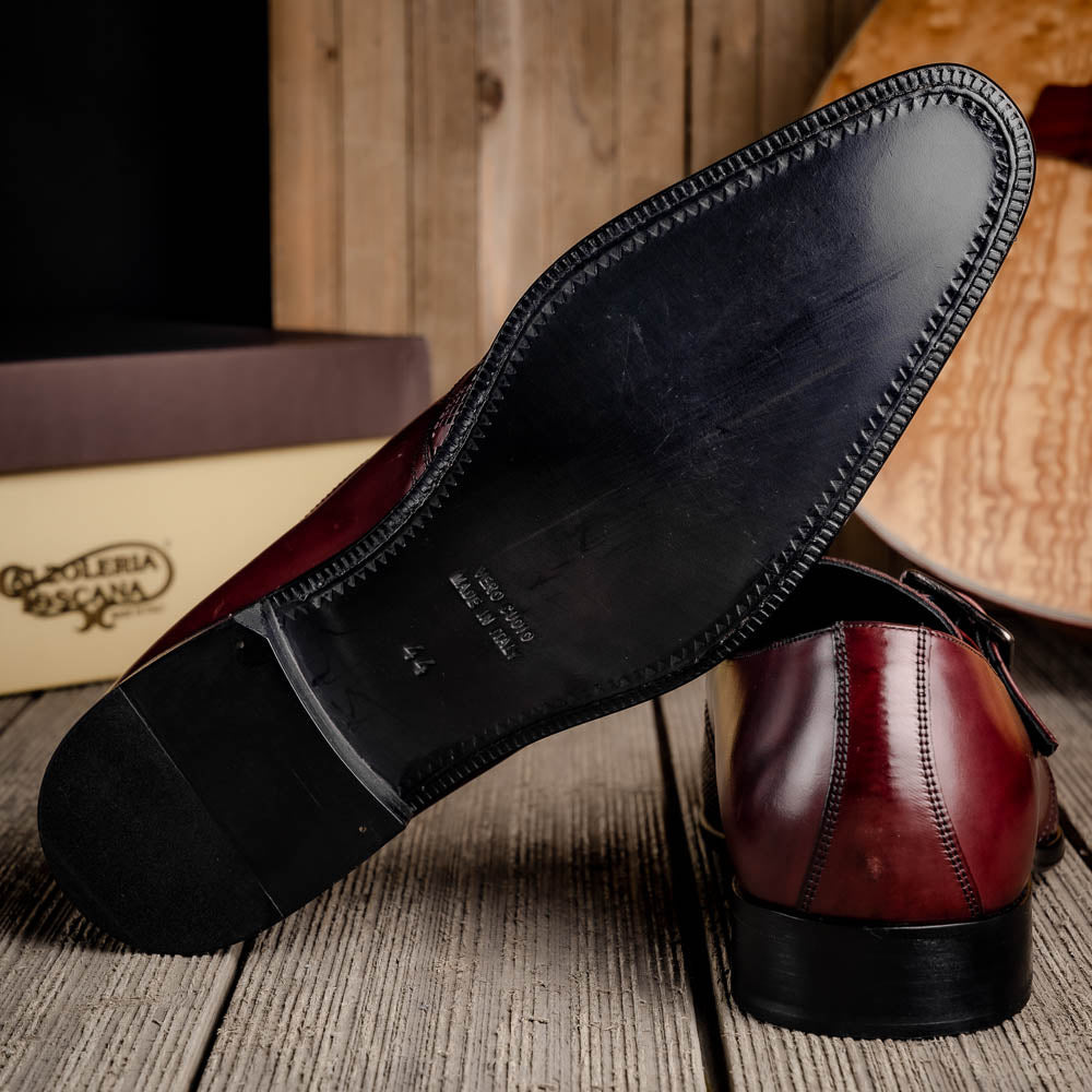 Calzoleria Toscana Z315 Parma Calfskin Monkstrap Shoes Burgundy