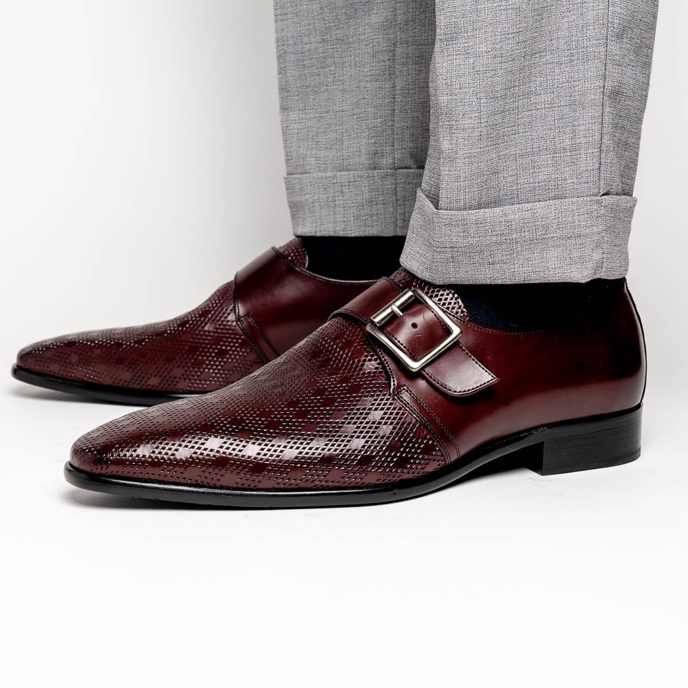 Calzoleria Toscana Z315 Parma Calfskin Monkstrap Shoes Burgundy