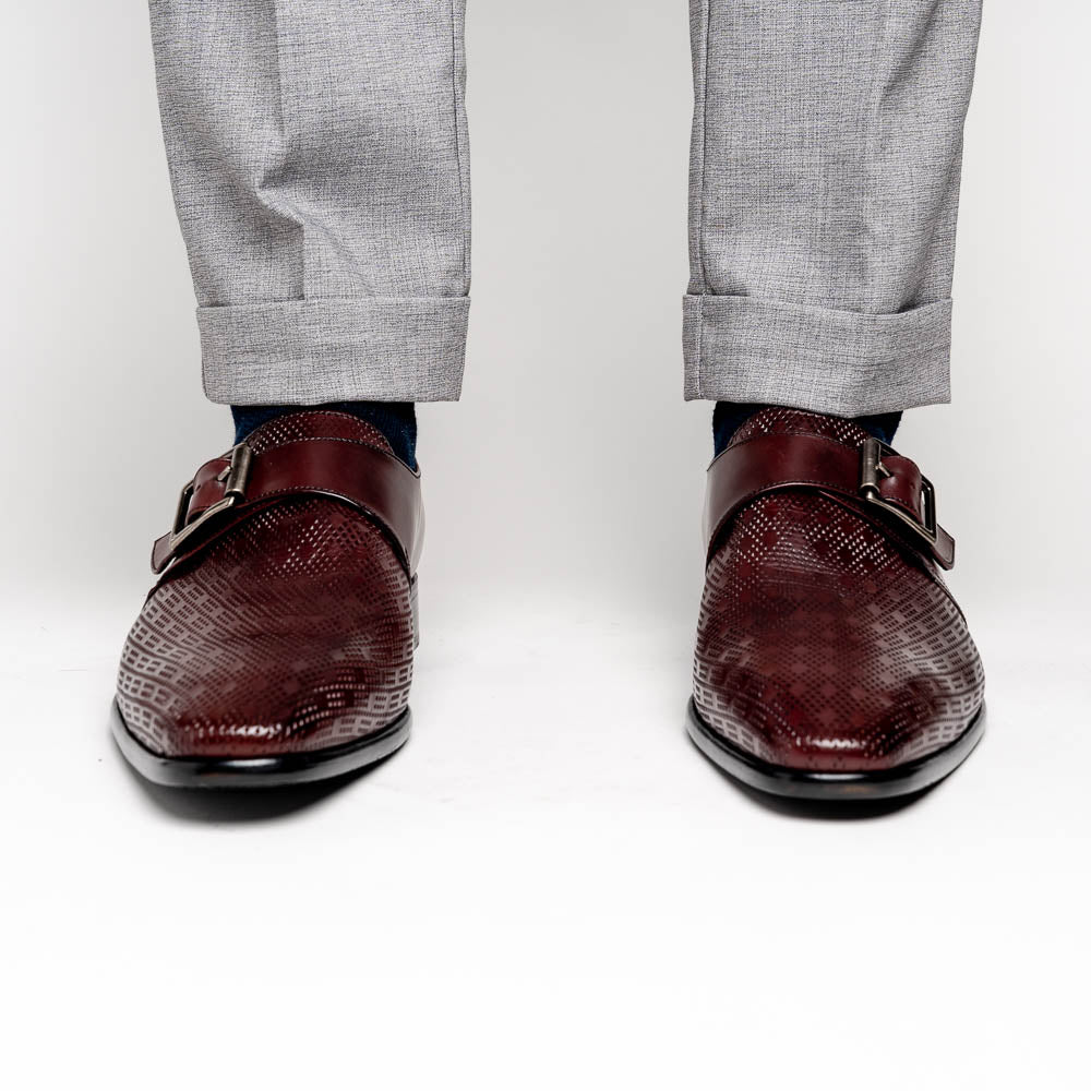 Calzoleria Toscana Z315 Parma Calfskin Monkstrap Shoes Burgundy