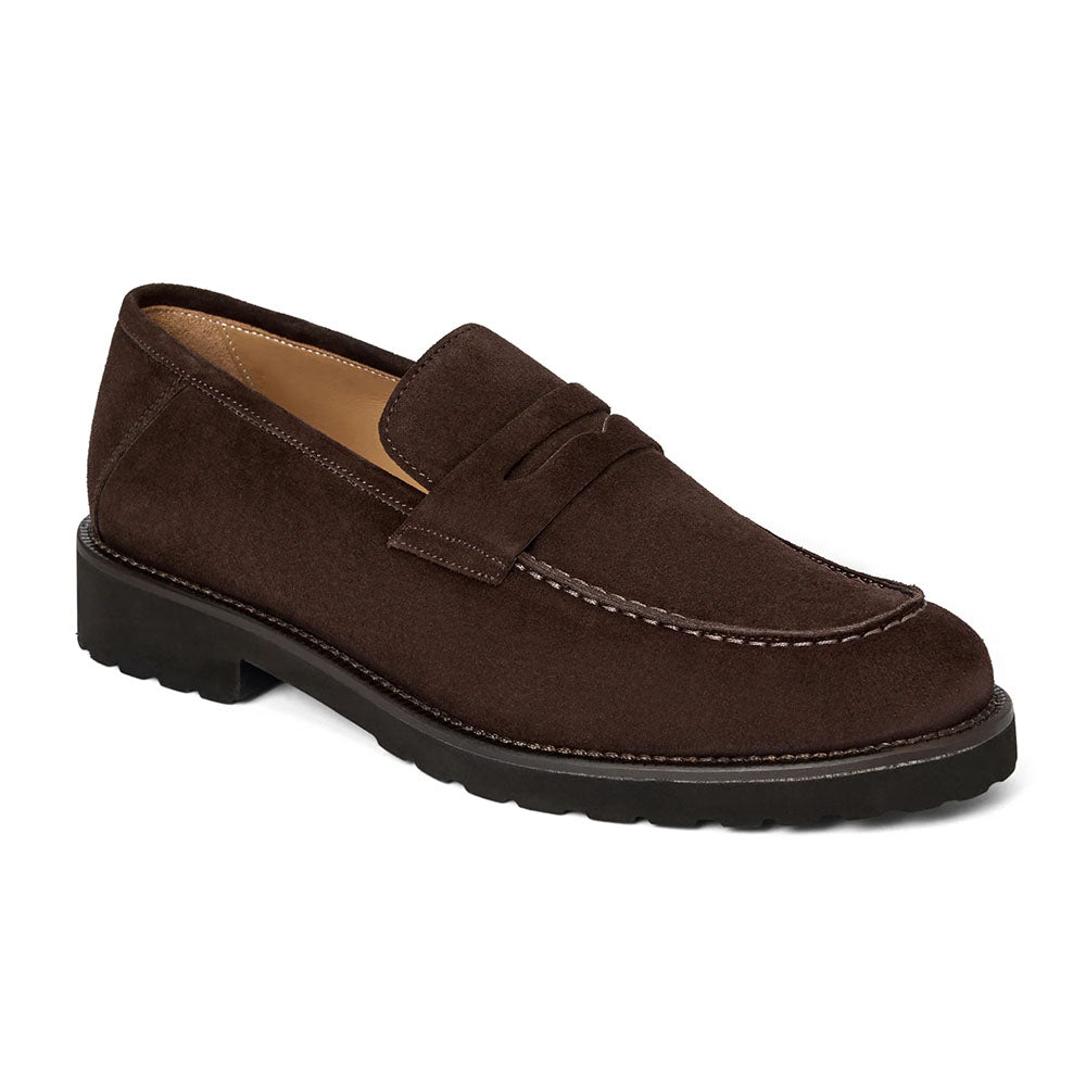 Bruno Magli Zeri Italian Suede Penny Loafer Dark Brown