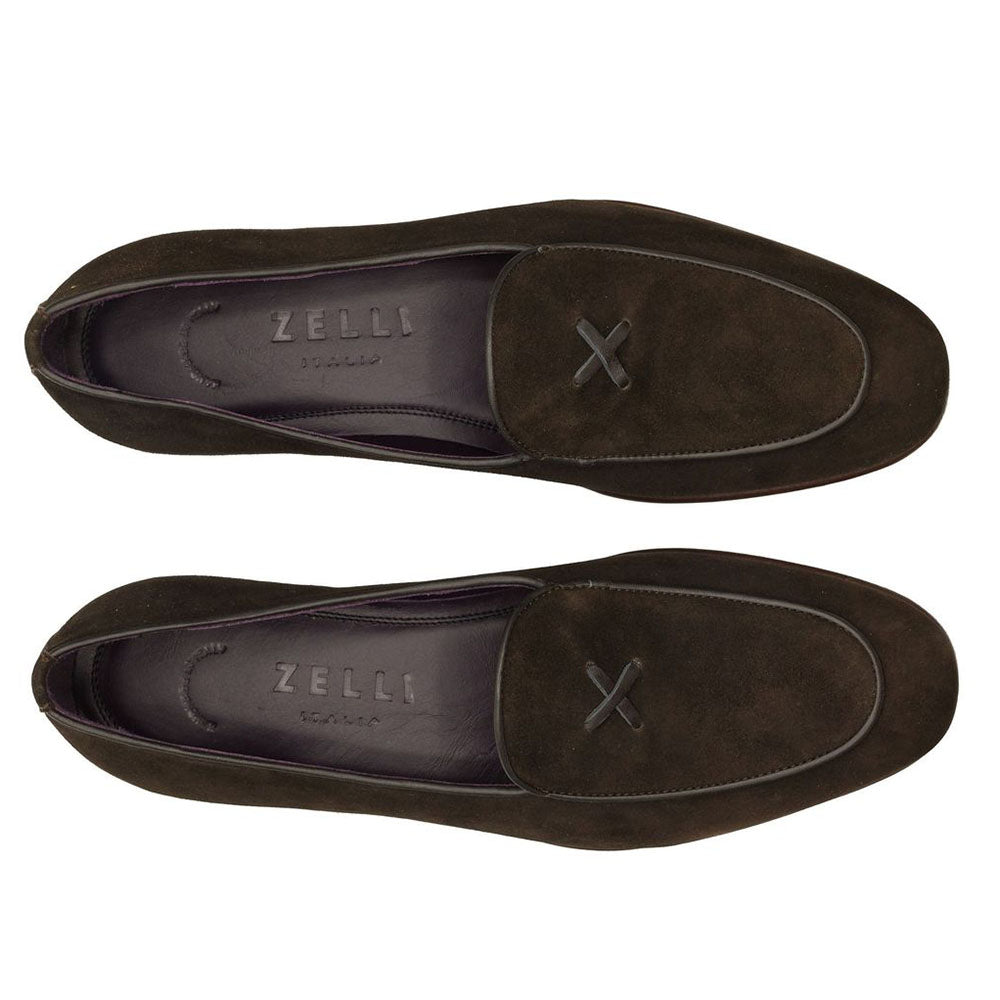 Zelli X Sueded Italian Goatskin Loafer Nicotine (16-681-NIC)
