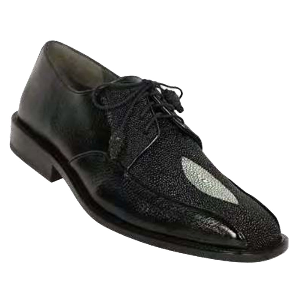 Los Altos Genuine Stingray & Deer Skin Dress Shoe Black
