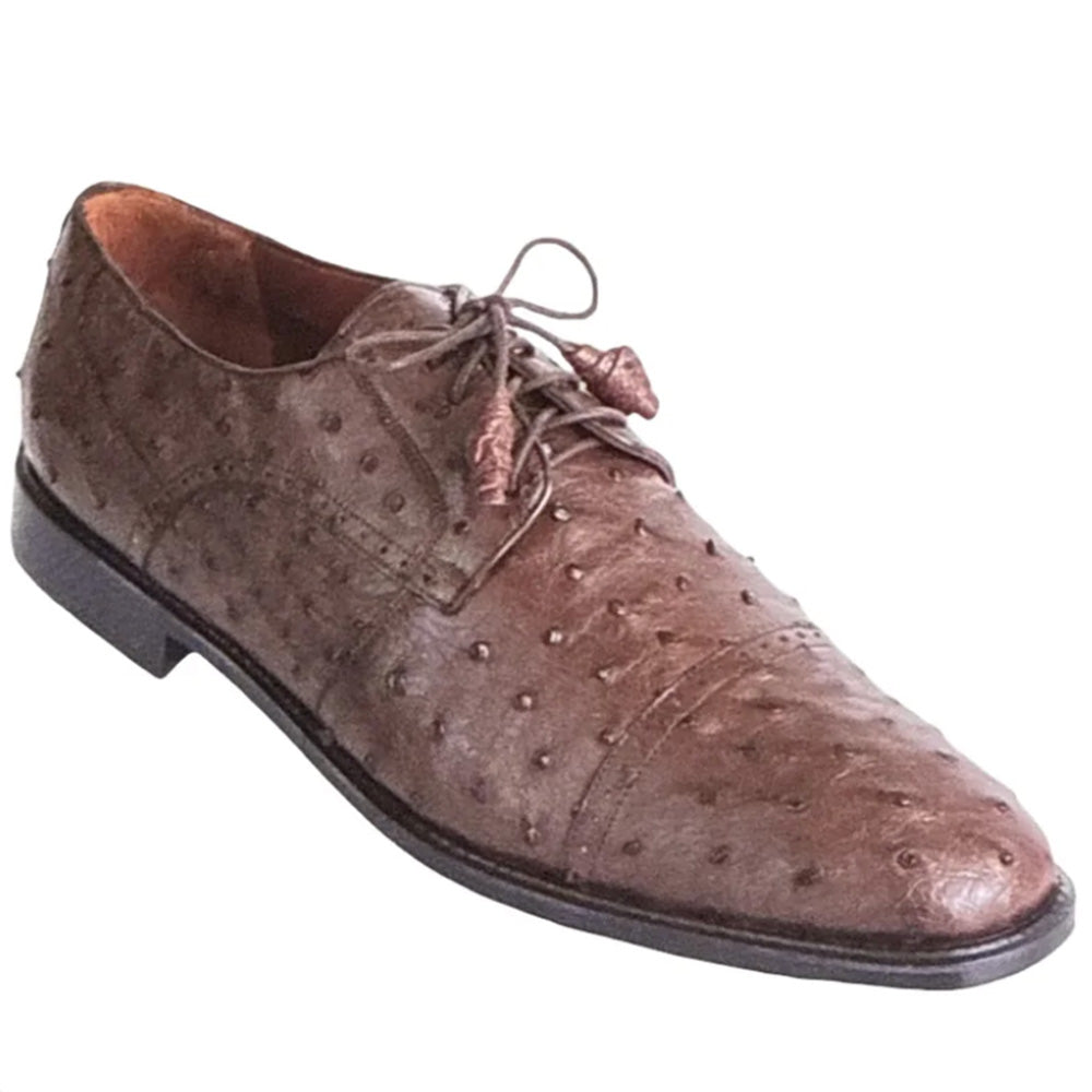 Los Altos Ostrich Quill Cap Toe Shoes Brown