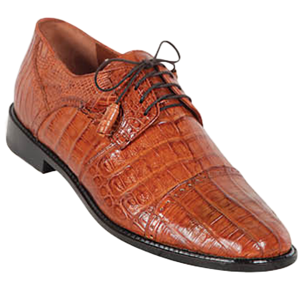 Los Altos Caiman Belly Cap Toe Shoes Cognac
