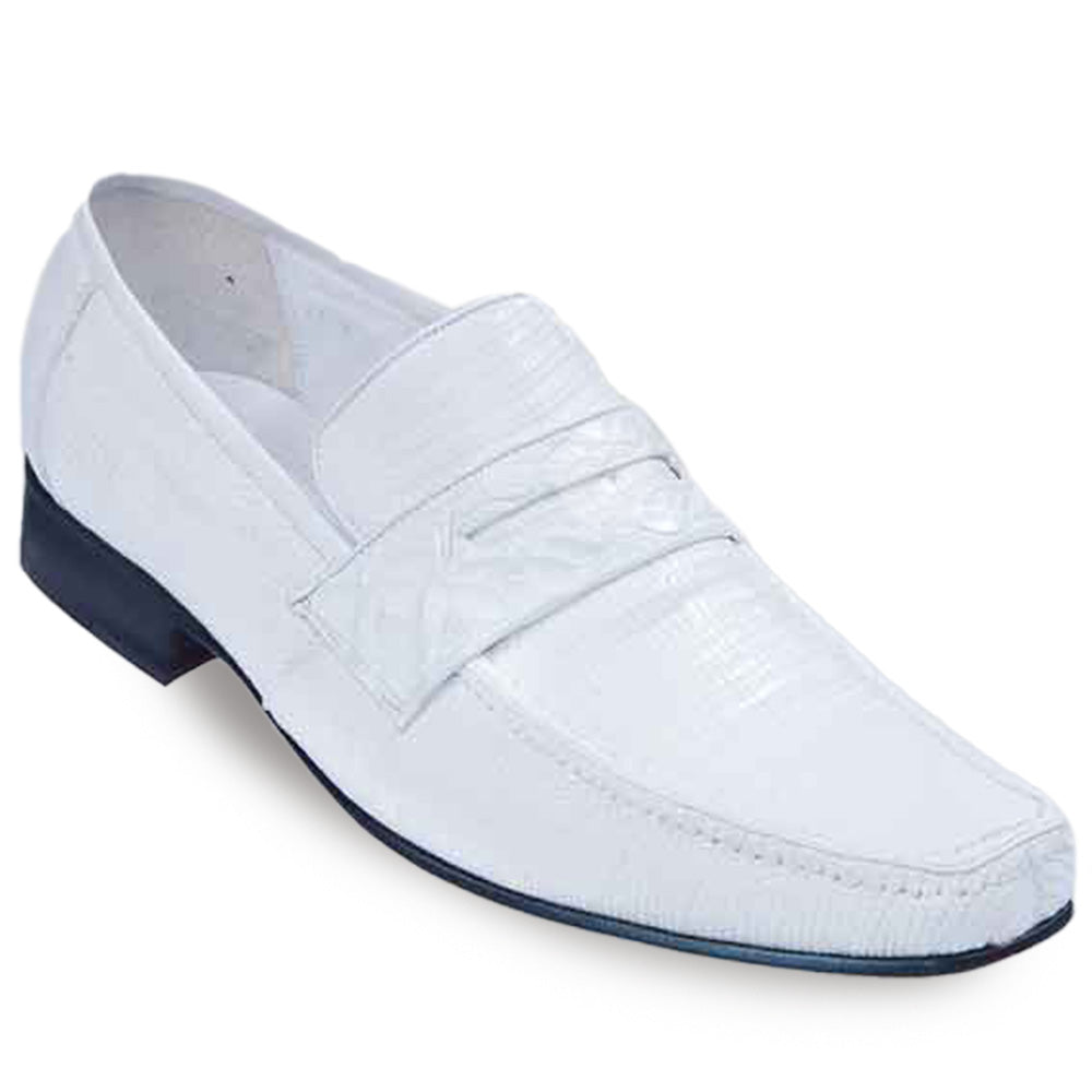 Los Altos Lizard Penny Loafers White