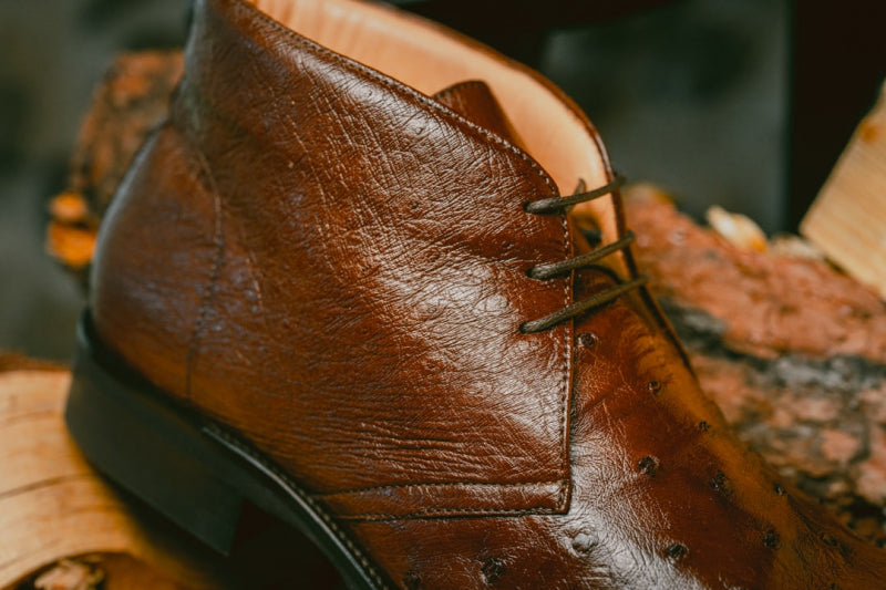 Zelli Marco Ostrich Chukka Boots Brown (43-594-CGN)