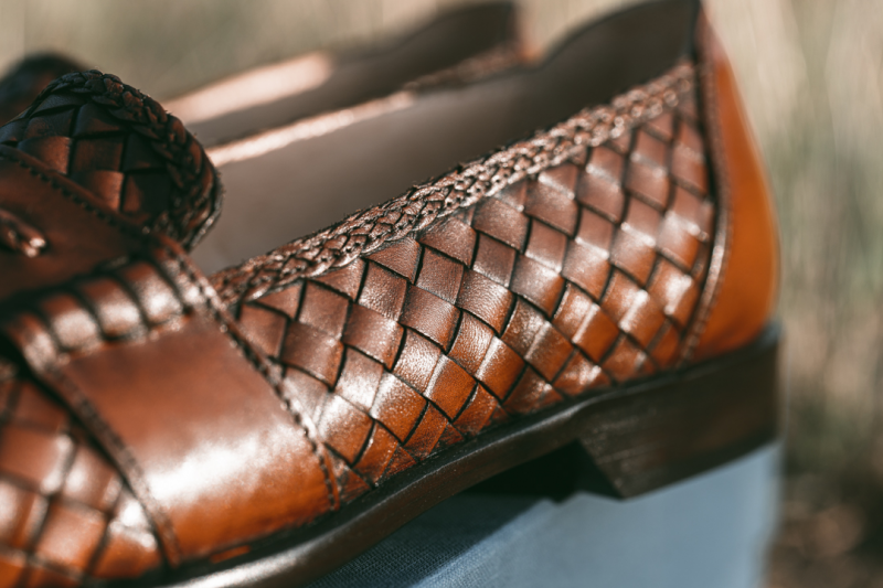 Zelli Riviera Woven Calfskin Tassel Loafers Brown