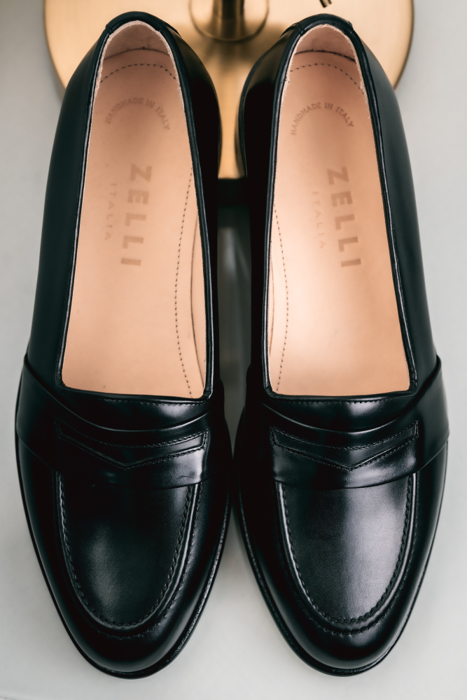 Zelli Italian Calf Penny Black Wide