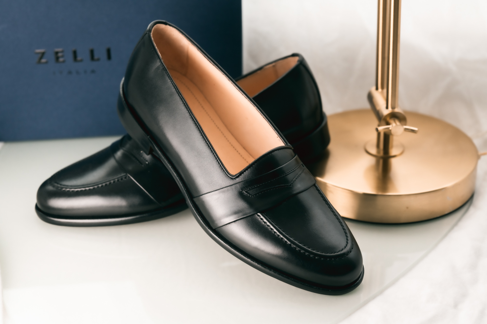 Zelli Italian Calf Penny Black Wide