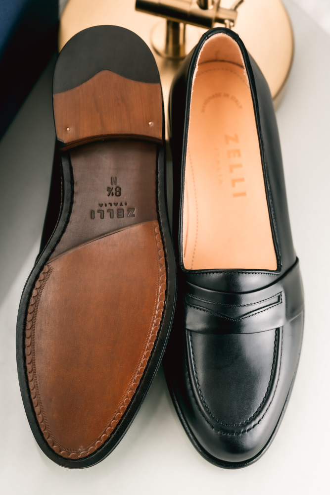 Zelli Italian Calf Penny Black Wide