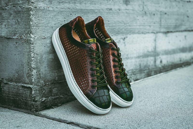 Zelli Vento Woven Sneakers Cognac / Green (65-205-CGN)