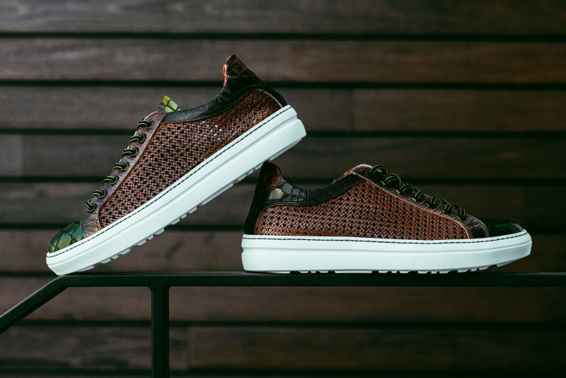 Zelli Vento Woven Sneakers Cognac / Green (65-205-CGN)