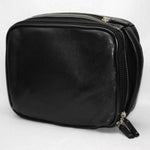 Torino Leather Zip Travel Kit in Tumbled Leather - Black