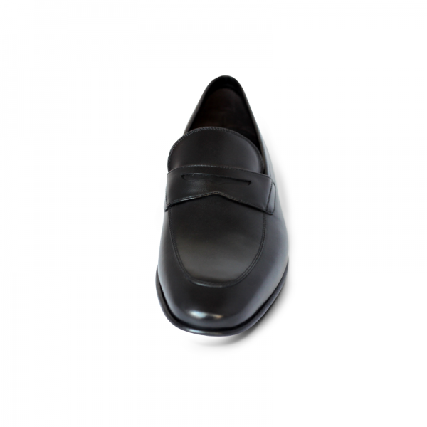 A. Testoni Apron Toe Penny Loafers Black