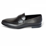 A. Testoni Apron Toe Penny Loafers Black