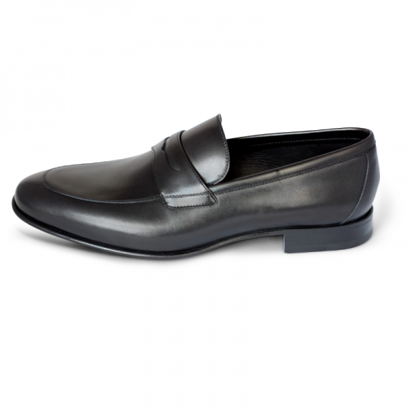 A. Testoni Apron Toe Penny Loafers Black