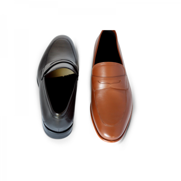 A. Testoni Apron Toe Penny Loafers Black | MensDesignerShoe.com