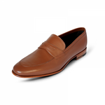 A. Testoni Apron Toe Penny Loafers Caramel