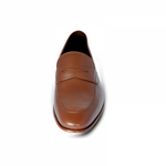 A. Testoni Apron Toe Penny Loafers Caramel