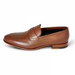 A. Testoni Apron Toe Penny Loafers Caramel