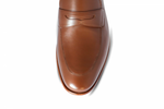 A. Testoni Apron Toe Penny Loafers Caramel