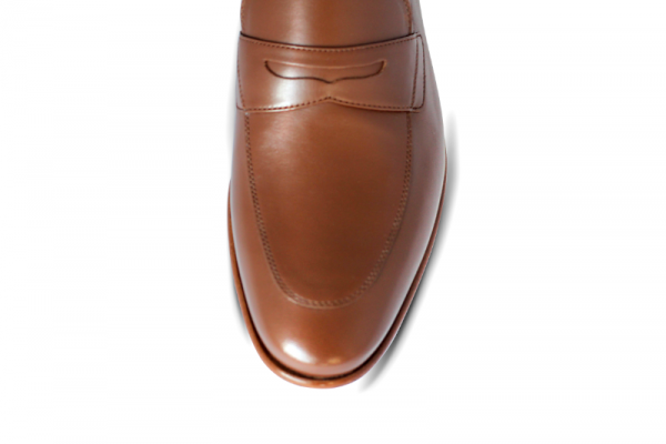 A. Testoni Apron Toe Penny Loafers Caramel