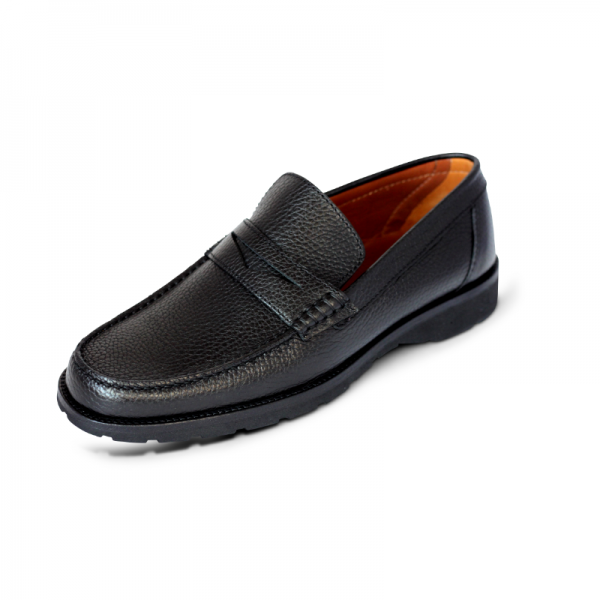 A. Testoni Pebble Grain Loafers Black