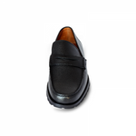 A. Testoni Pebble Grain Loafers Black