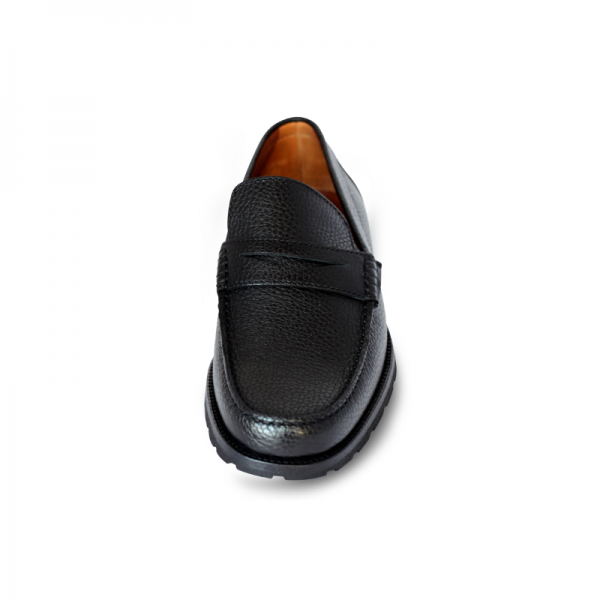 A. Testoni Pebble Grain Loafers Black