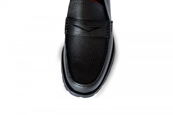 A. Testoni Pebble Grain Loafers Black