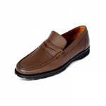A. Testoni Pebble Grain Loafers Brown