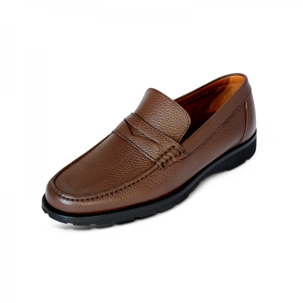 A. Testoni Pebble Grain Loafers Brown