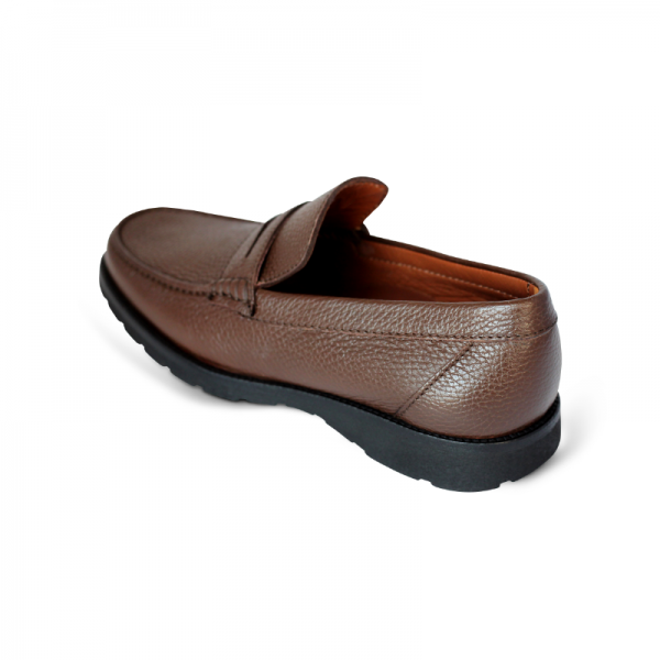 A. Testoni Pebble Grain Loafers Brown