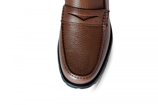 A. Testoni Pebble Grain Loafers Brown