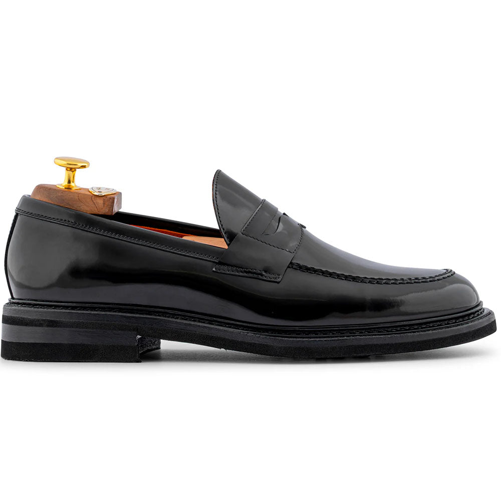 Harris Firenze 1913 Brushed Leather Moccasin Black