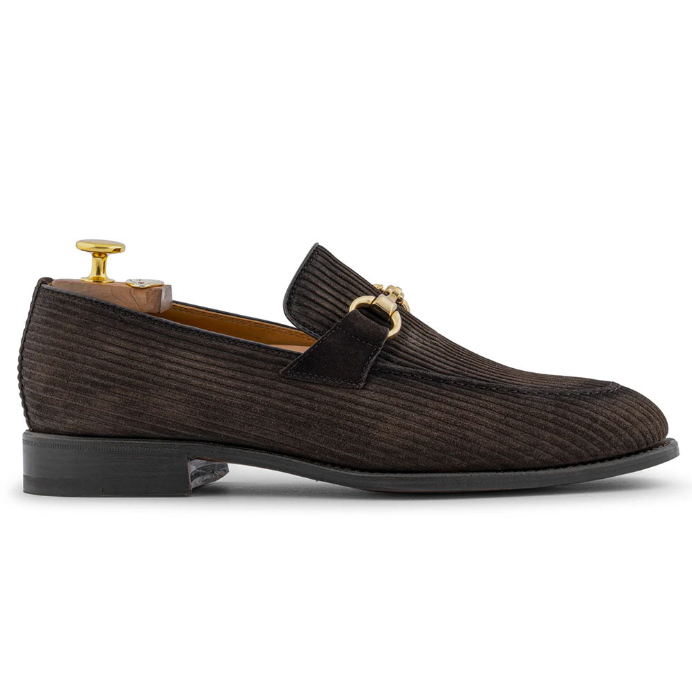 Harris Firenze 1913 Striped Suede Bit Moccasin Dark Brown