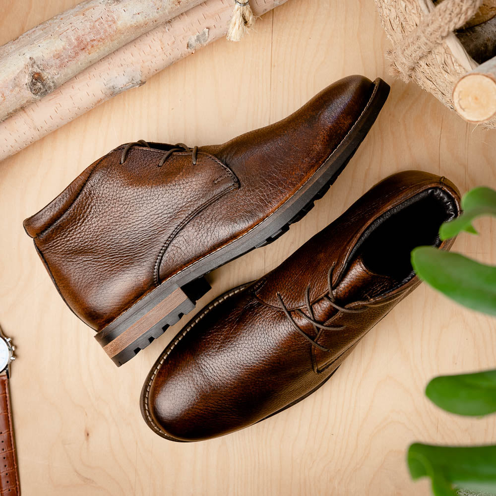 TB Phelps Acadia Deerskin Boots Chestnut | MensDesignerShoe.com