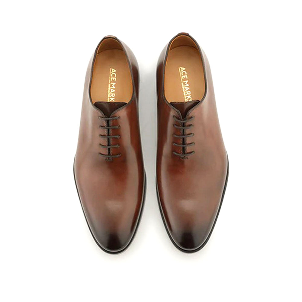 Ace Marks Carlo Wholecut Oxford Plain Toe Brown Antique
