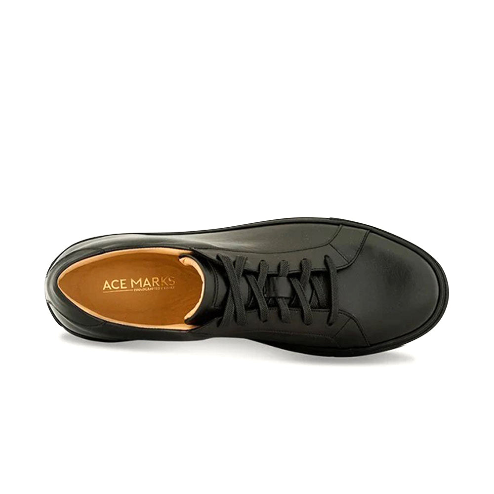 Ace Marks Duke Dress Sneakers In Black With Black Outsole