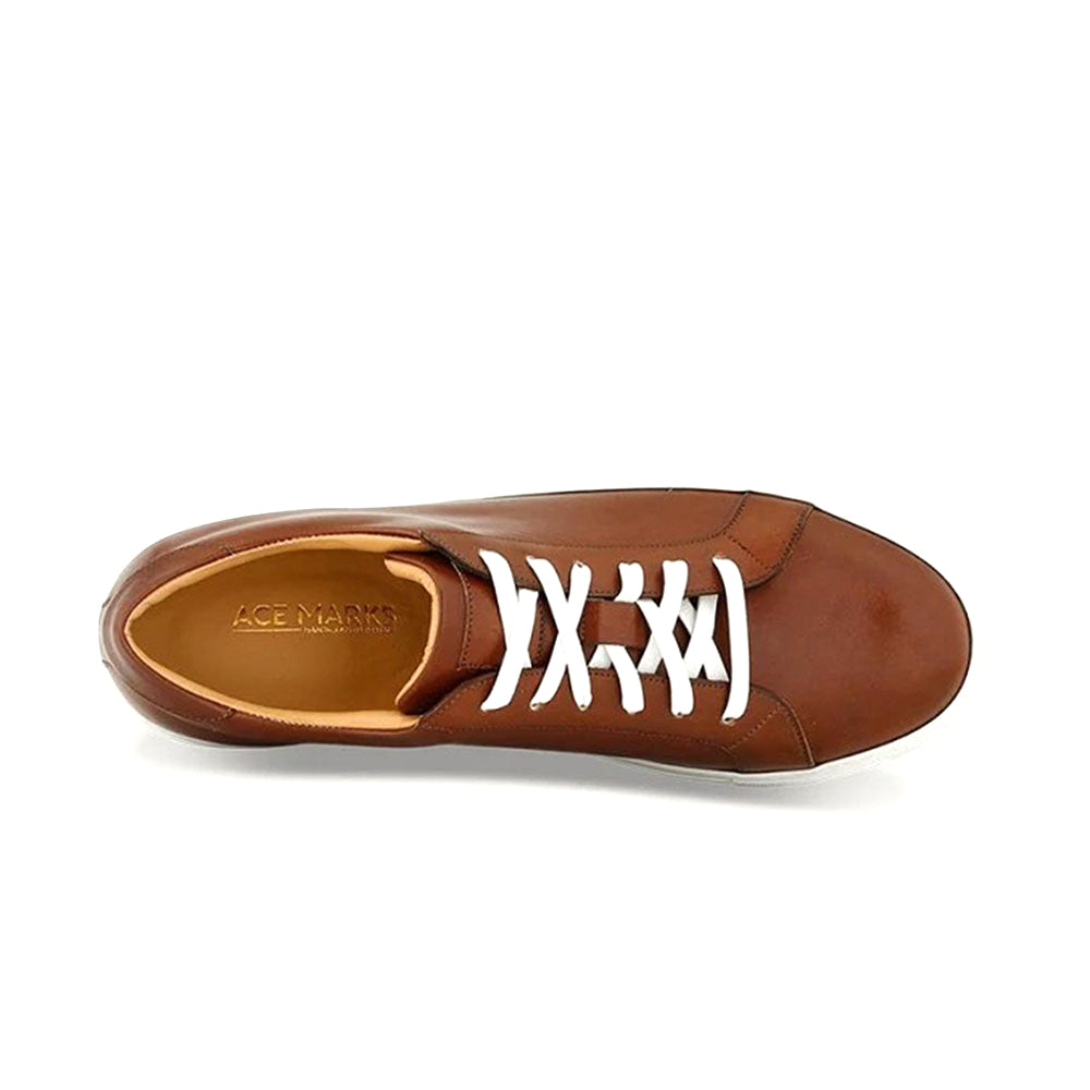 Ace Marks Duke Dress Sneakers In Brown With White Outsole