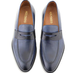 Ace Marks Greg Penny Loafer Avio Antique & Black Leather