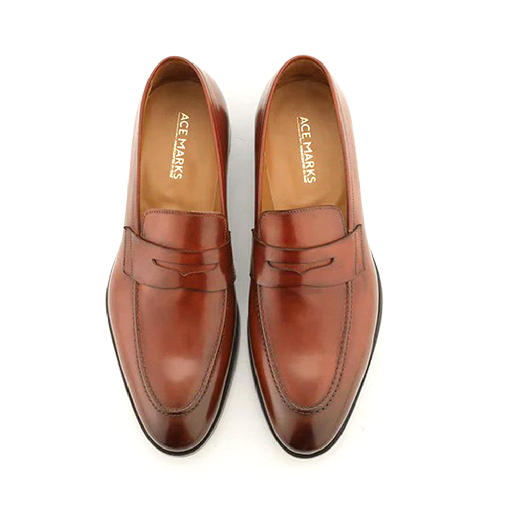Ace Marks Greg Penny Loafer Cognac Antique