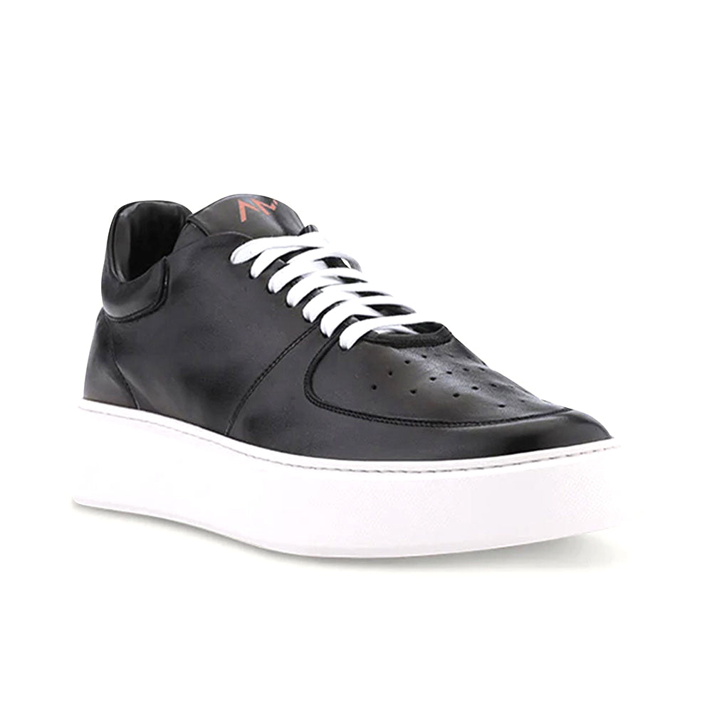 Ace Marks Kody Lightweight Travel Sneaker in Black Leather