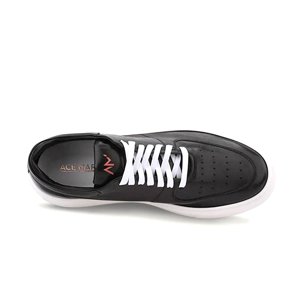 Ace Marks Kody Lightweight Travel Sneaker in Black Leather