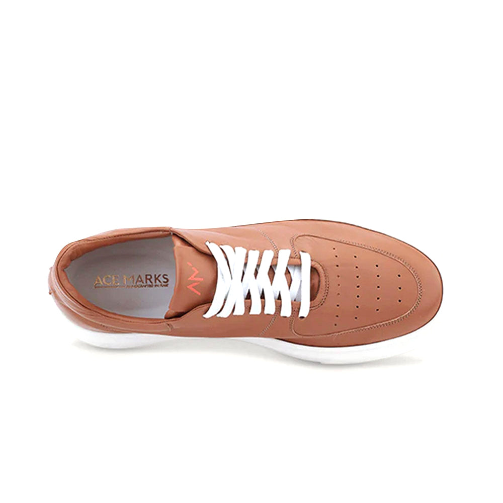 Ace Marks Kody Lightweight Travel Sneaker in Brown Leather